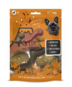 I Love My Pet - Medium Dinosaur Dog Treats for Medium Dogs - Pack of 6