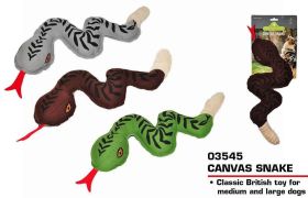 Pets That Play Multi Squeaker Canvas Snake Dog Toy - For Medium / Large Dogs - Assorted Colours