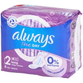 Always Free Day Sanitary Pads - Size 2 - Long - Pack of 8 - 0% VAT