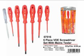 JAK 6 Piece VDE Screwdriver Set with Mains Tester
