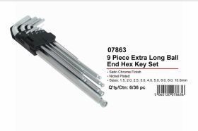 JAK 9 Piece Extra Long Ball End Allen/Hex Key Set