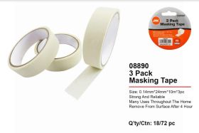 JAK Strong & Reliable Masking Tape - 2.4cm x 10m - Pack of 3