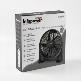Infapower 20" Powerful Black Floor Fan