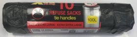 Tidyz X-tra Strong Extra Large Tie Handle Refuse Sacks - Roll of 10 - 100 Litres - 100 x 160cm