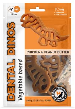 I Love My Pet - Chicken & Peanut Butter Dental Dinos -  Pack of 4 - Exp: 04/26