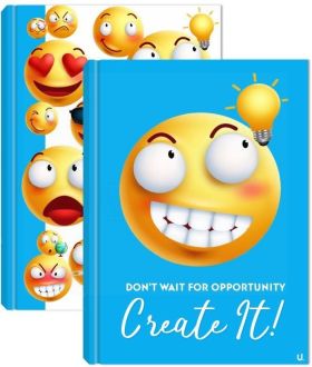 U Smile Emoji A4 Hardback Notebook - Blue/White