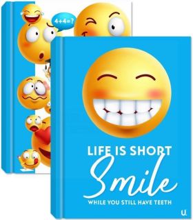 U Smile Emoji A5 Hardback Notebook - Blue/White