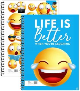 U Smile Emoji A4 Spiral Notebook - Blue/White