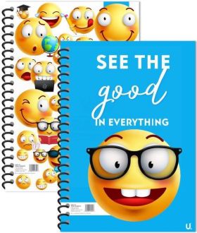 U Smile Emoji A5 Spiral Notebook - Blue/White
