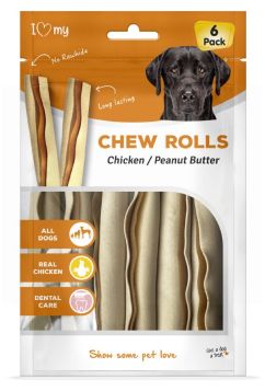 I Love My Pet - Chicken/Peanut Butter Chew Rolls - Pack of 6 - Exp: 04/26