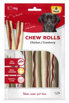 I Love My Pet - Chicken/Cranberry Chew Rolls - Pack of 6