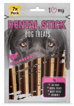 I Love My Pet - Cranberry Dental Stick Dog Treats - 70G - Pack of 7