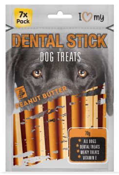 I Love My Pet - Peanut Butter Dental Stick Dog Treats - 70G - Pack of 7 - Exp: 04/26