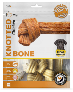 I Love My Pet - Knotted Chicken Bones - Medium - 120G - Pack of 6 - Exp: 06/26