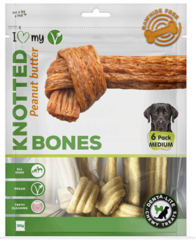 I Love My Pet - Knotted Peanut Butter Bones - Medium - 120G - Pack of 6 - Exp: 06/26