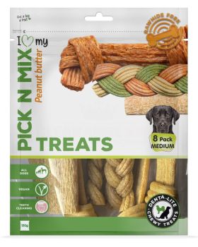 I Love My Pet - Pick N Mix Peanut Butter Treats - Medium - 120G - Pack of 8 - Exp: 06/26