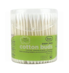 Pretty 100% Biodegradable Cotton Buds Paper Stem - Pack of 200