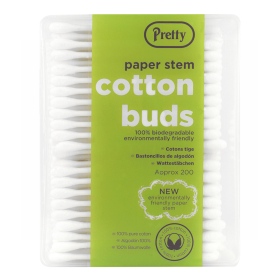 PRETTY PAPER STEM COTTON BUDS - PACK OF 200