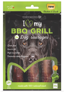 I Love My Pet - BBQ Grill Dog Sausages - Chicken & Duck - 60G - Pack of 3