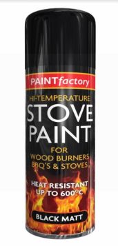 Paint Factory High Temperature Stove Paint for Wood Burners, BBQ's & Stoves - Black Matt - 400ml