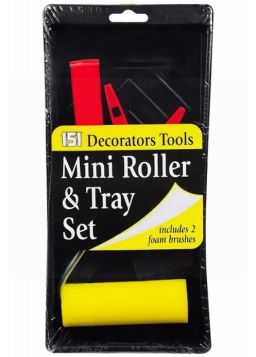 151 Decorators Tools - Mini Roller & Tray Set with 2 Foam Brushes