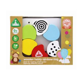 WOODEN TWISTY RAINBOW RING TOY 0+ MONTHS