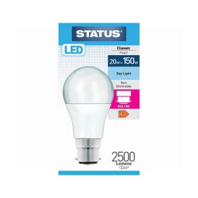 Status LED B22 GLS Classic Pearl Daylight Bulb - 150W - 2500 Lumens
