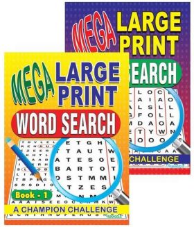 Mega Large Print Word Search Books -  0% VAT - Assorted Designs