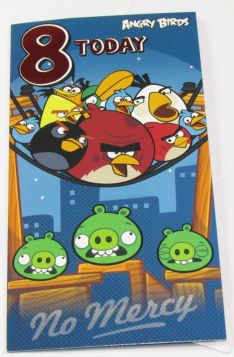 ANGRY BIRDS AGE 8 BIRTHDAY CARD