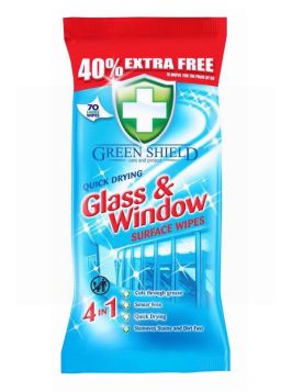 Green Shield 4-in-1 Glass & Window Surface Wipes - Pack of 70