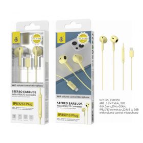 MTK Lightning Digital Stereo Earbuds With Microphone - 1.2m - Yellow
