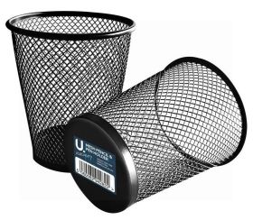 U Stationery Mesh Pencil & Pen Holder - Black - 10.5 x 9 x 6.5cm