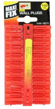 Maxi fix Wall Plugs - Red - 6mm - Pack of 100