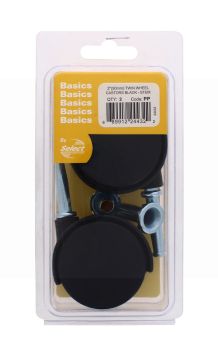 CASTOR SWIVEL STEM BLACK HOODED 50MM