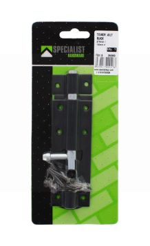 STRAIGHT BLACK TOWER BOLT LOCK-ITB004S-100mm-CARDED