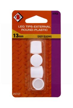 CHAIR LEG TIPS EXTERNAL PLASTIC EASY GLDING-WHITE-13MM-4 PIECES