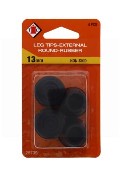 LEG TIPS-EXTERNAL ROUND RUBBER NON-SKID 13MM 4 PIECES