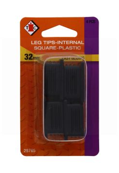 CHAIR LEG TIPS INTERNAL SQUARE PLASTIC-EASY GLIDING 32MM 4-PIECES