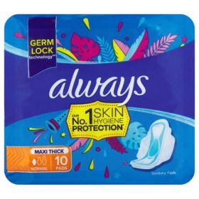 Always Maxi Thick Sanitary Pads - Normal - Pack of 10 - 0% VAT