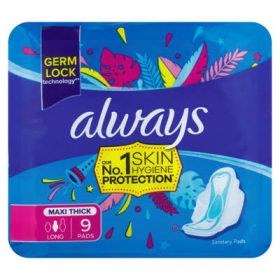 Always Maxi Thick Sanitary Pads - Long - Pack of 9 - 0% VAT