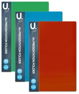 A4 Presentation Folder - Assorted Colours - 20 Pockets