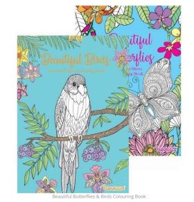 Beautiful Butterflies & Birds - Anti-Stress Colouring Book - 24 Pages of Fun