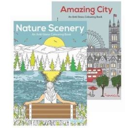 Nature Scenery & Amazing City - Anti-Stress Colouring Book - 24 Pages of Fun
