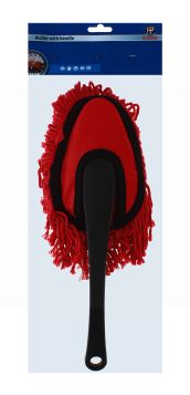 RED COTTON  DUSTER WITH HANDLE