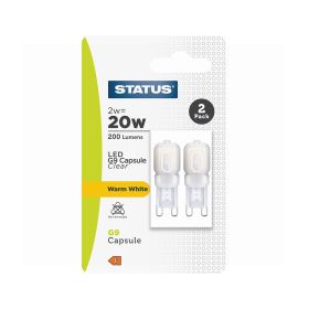 Status LED G9 Clear Capsule Bulb - 2W - 20W - Warm White - Pack of 2