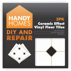 Handy Homes Diy & Repair Ceramic Effect Vinyl Floor Tiles - Pack Of 3
