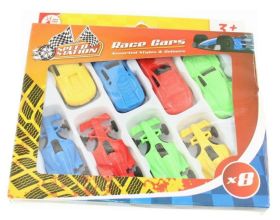 Red Deer Toys Speed Station Race Cars - Assorted Styles & Colours - Pack of 8 - 18.5 x 17 x 2cm