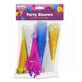 Jaunty Partyware Party Blowers - Assorted Colours - Pack of 6