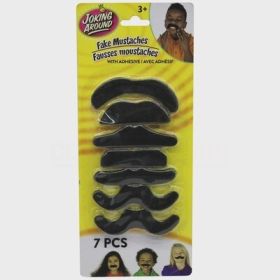FUN FAKE MUSTACHES WITH ADHESIVE, 7-PACK SET
