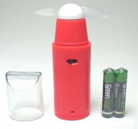 BATTERY OPERATED MINI HAND FAN WITH BATTERIES - RED